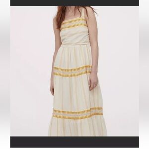 h&m yellow and cream geometric maxi dress size XXsmall